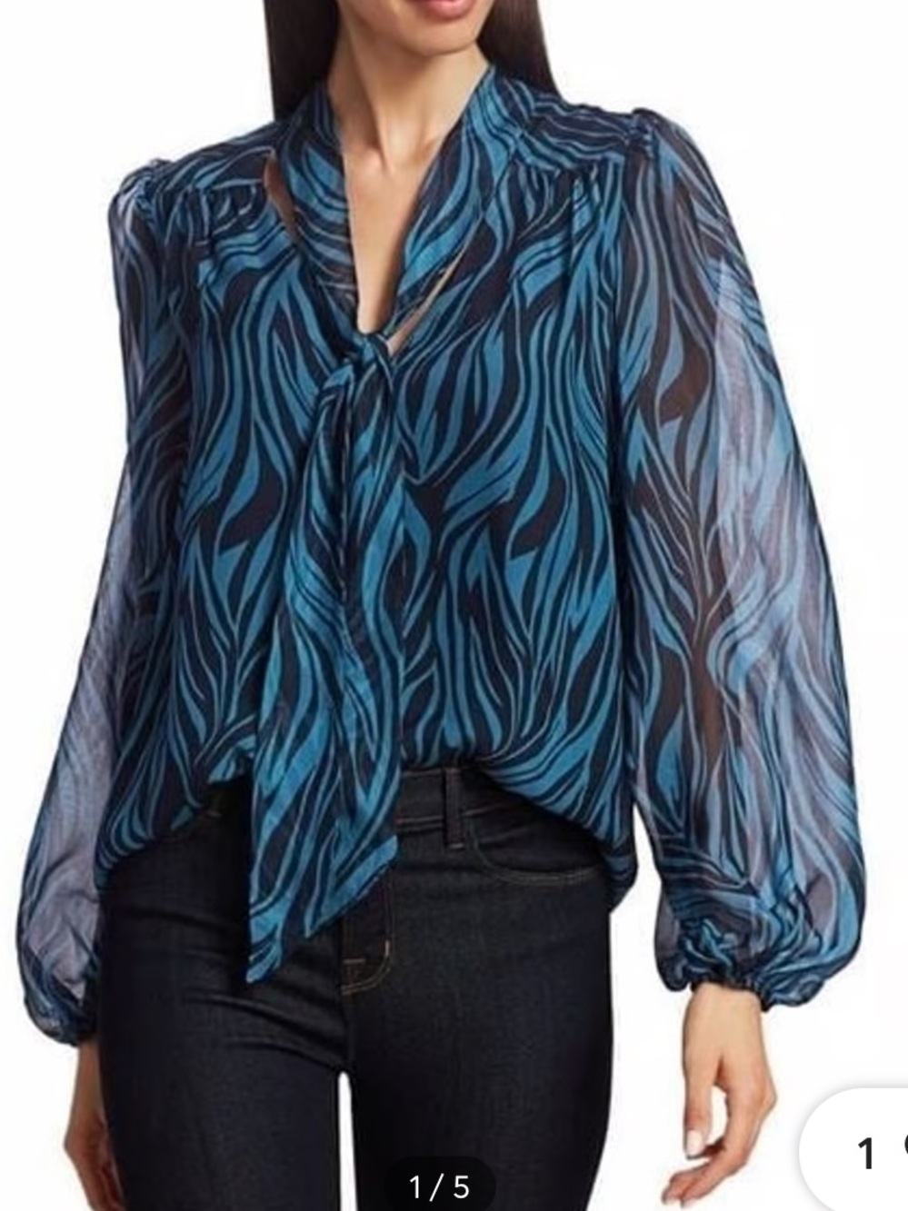 RAMY BROOK Baker Tie-Neck Printed  Silk Blouse Size XS
